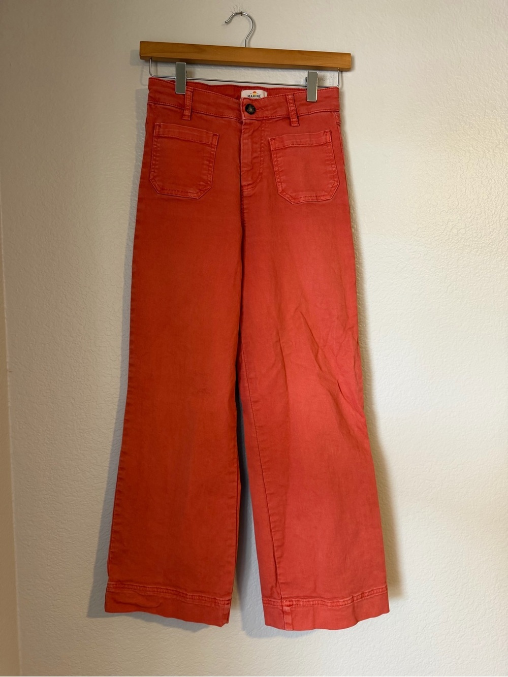 Marine Layer Bridget High Rise Wide Leg Cotton Pants Patch Pocket Baked Clay 2